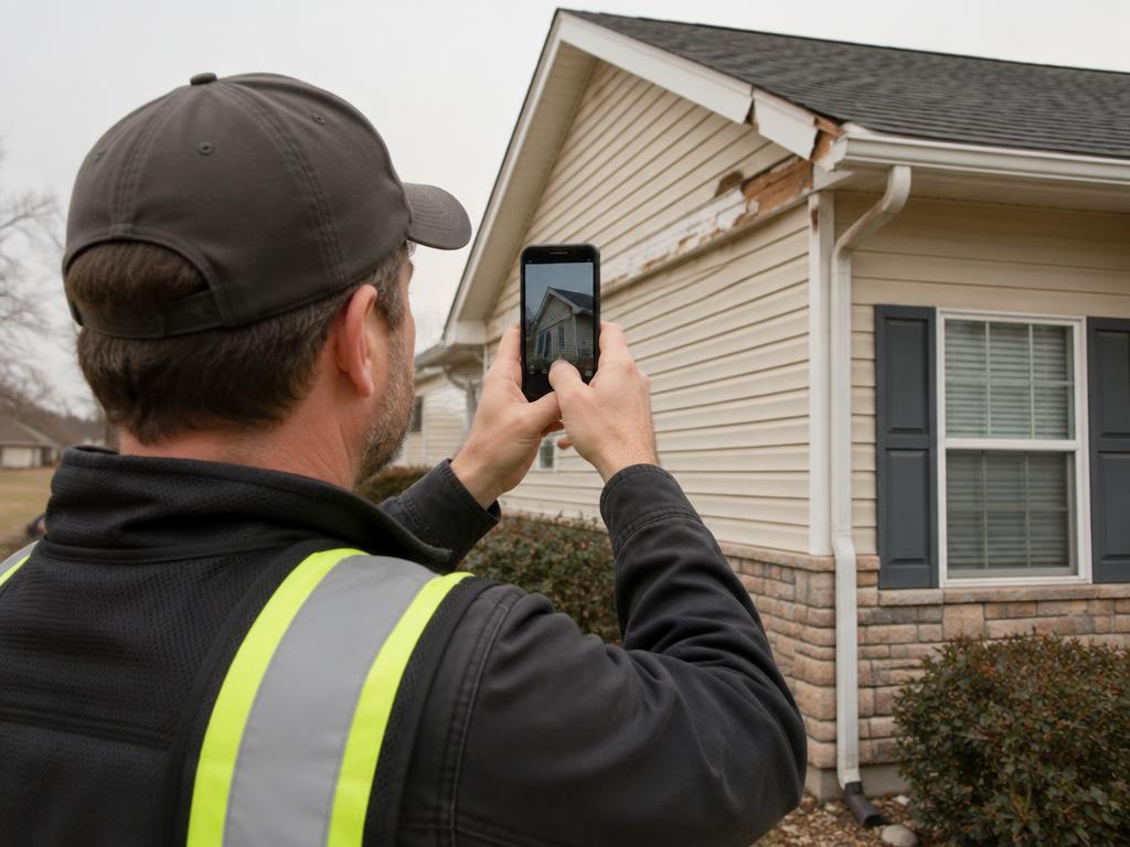 FieldDesk staff photographing a home exterior