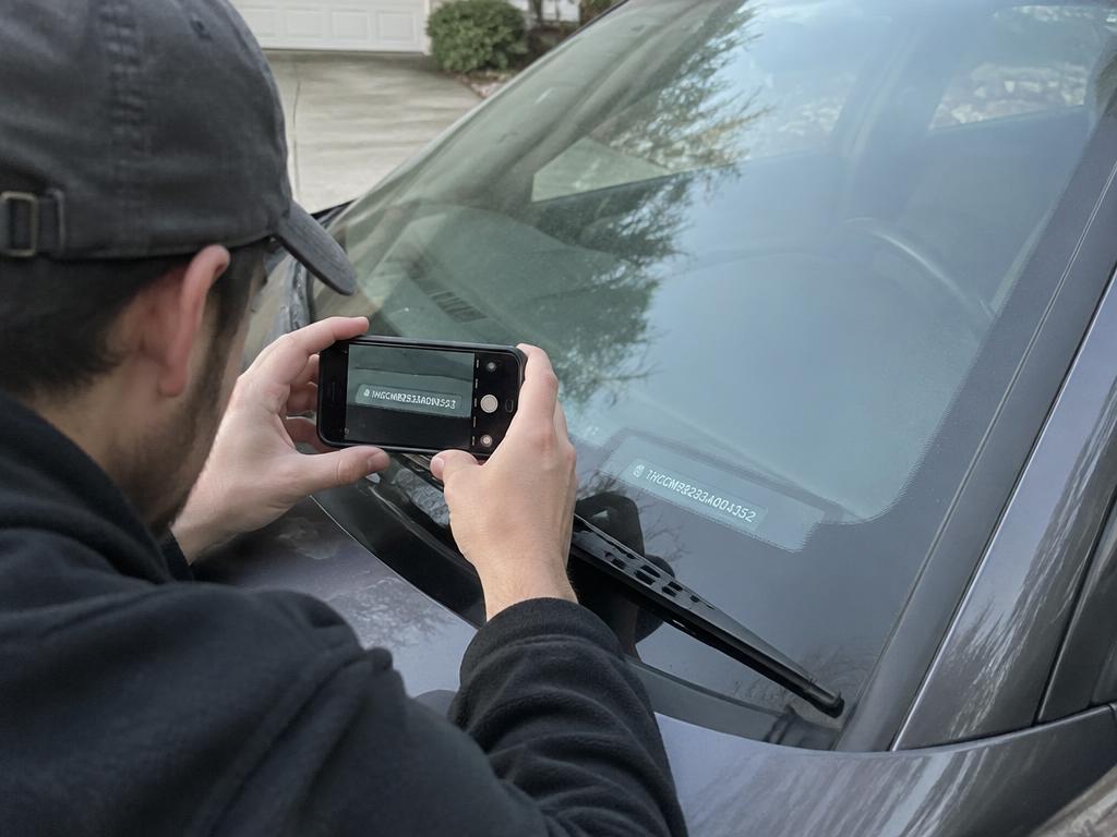 Photographing a vehicle VIN through the windshield